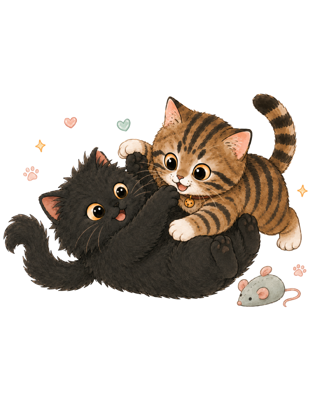 猫たちがくつろいでいるイラスト